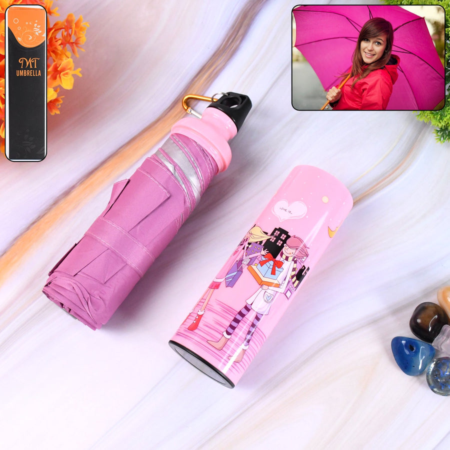 4 Fold Foldable Bottle Summer Umbrella for On-the-Go (1 Pc / Mix Color)