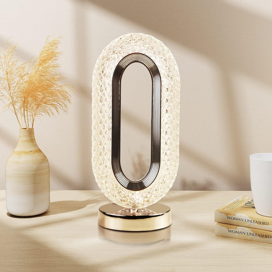Touch Control Crystal Table Desk Lamp, 3-Way Dimmable Light, USB Rechargeable Crystal Diamond Table Lamp, Exquisite Night Stand Light Lamp Beside Lamp for Bedroom Living Room, Decorative Desk Lamp, Diwali